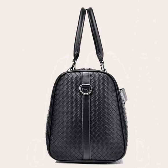 VEGAN LEATHER BRAIDED TRAVEL DUFFLE BAG - Picture 2 of 6